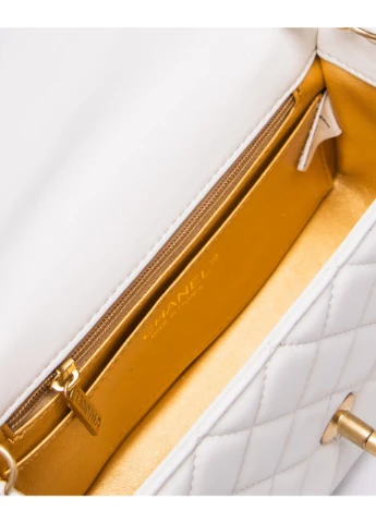 Сумка Chanel Classic 1.55 Small Single Flap in White / Gold Шанель (377176639)