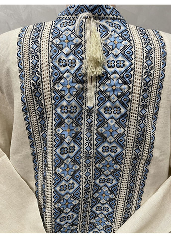 Сіра стильна чоловіча вишиванка на сірому льоні ручної роботи ч - 2075. m (371191010)