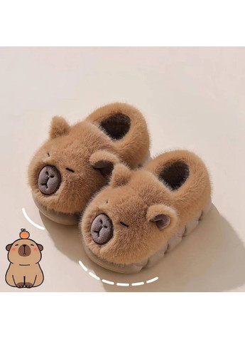 Дитячі плюшеві кімнатні домашні капці для дітей малюків хлопчиків (481321-Prob) Капібара світло-коричневі розмір 30-31 Unbranded (360818181)