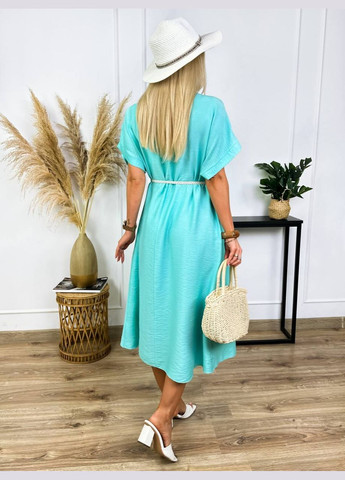 Мятное лёгкое платье миди креп жатка No Brand