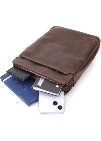 Чоловіча сумка через плече з вінтажної шкіри 20866_1 Коричневий Shvigel (362556827)