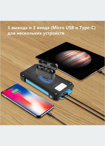 УМБ с солнечной панелью DN36 30000 mAh Wireless Solar Power Charger Blue VHG (361111368)