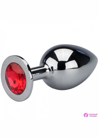 Мала анальна пробка S з червоним стразом у чохлі 2.8*7.5 см Металева No Brand (340914493)