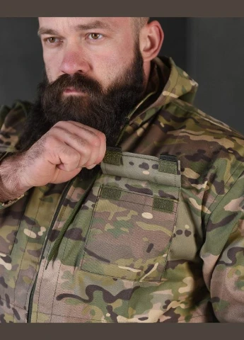 Тактичний костюм Defender Мультикам з футболкою, саржа, капюшон, пояс на резинці, манжети на хлястиках No Brand (340560388)