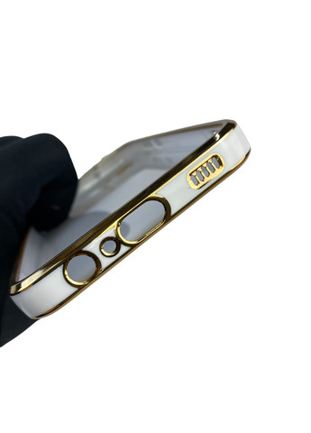 Чехол для Galaxy A03 SM-A035F с кольцом MagSafe с золотой окантовкой на самсунг а03 белый gs1 Samsung (366230869)