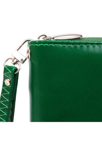 Жіночий гаманець на одну блискавку з екошкіри гладкий з монетницею 19034 Зелений KIVI (306882301)