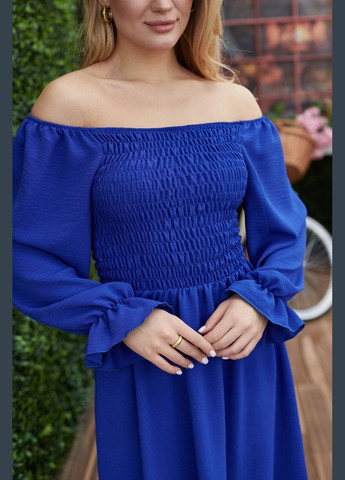 Синее женское платье креп-жатка No Brand