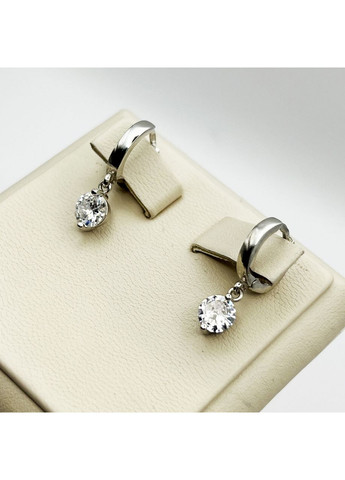 Сережки-кільця срібні з кубічним цирконієм 3,05 г No Brand (369737275)