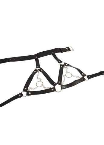 Портупея на груди з ланцюжками та декоративними кільцями на соскі BEHAVE! Luxury Fetish чорна Chisa (338423249)