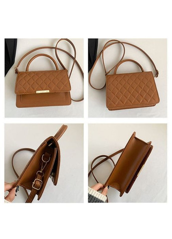 Жіноча класична сумка 1623 з ручкою стьобана крос-боді через плече коричнева No Brand (303323138)