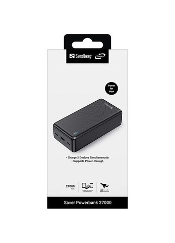 Powerbank Saver 27000 mAh 22.5W Black (320-43) Sandberg (370607896)