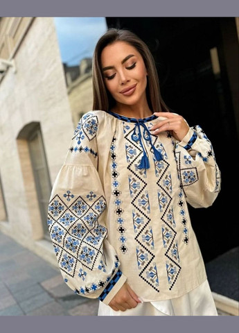 Бежева жіноча блузка вишиванка ярославна бежева You Best (300325365)