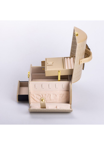 Скринька для прикрас з еко-шкіри, 3 яруси із замком, 24×17×18 см органайзер для ювелірних виробів Yiwu (360454768)