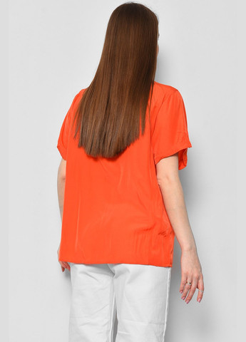 Помаранчева демісезонна блуза жіноча з коротким рукавом помаранчевого кольору з баскою Let's Shop