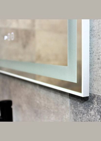 Дзеркало LED DE-M0061S1 Silver 100*75см сенсорне включення + підігрів+ годинник/темп Dusel (316720369)