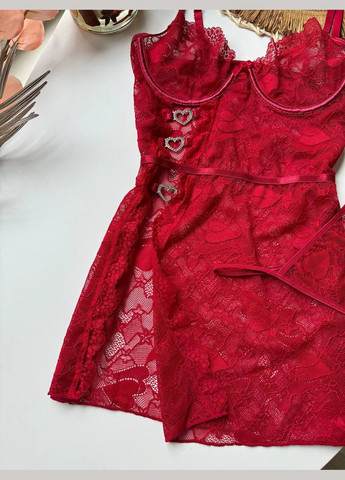 Красный соблазнительный праздничный комплект женского нижнего белья с открытым доступом Simply sexy