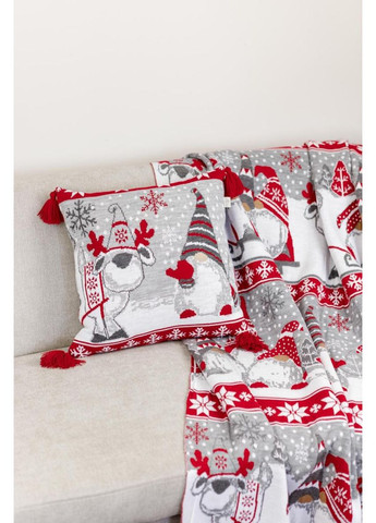 В'язана новорічна наволочка Веселі гноми 45х45см декоративна подушка для інтер'єру та подарунку ProDobro (369378121)