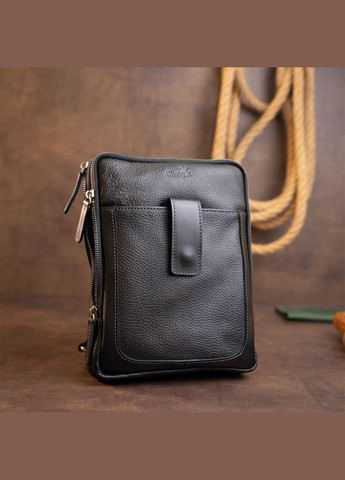 Сумка чоловіча планшет на два відділення шкіряна флотар 11283 Чорна Shvigel (331906456)