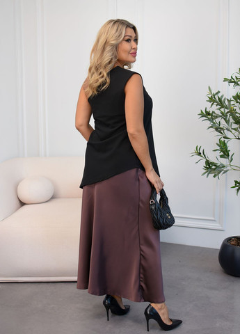 Чёрная блуза на одно плечо асимметричного кроя без застёжек No Brand