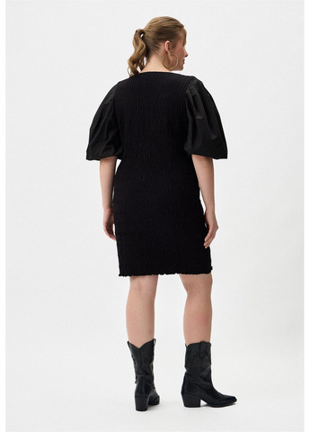 Черное кэжуал платье из хлопка H&M однотонное