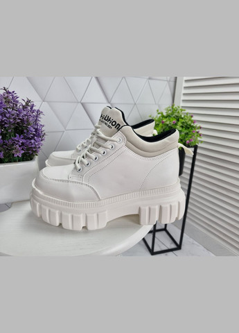 ботинки кроссовки белые на тракторной высокой подошве платфроме деми (23,5 см) sp-2820 No Brand