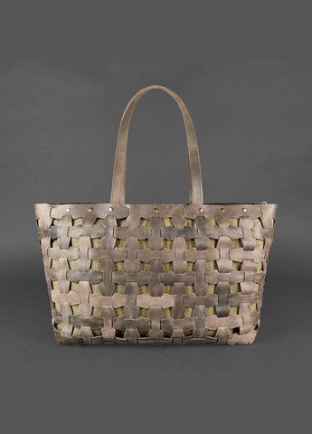 Шкіряна плетена жіноча сумка Пазл Xl темно-коричнева Crazy Horse (A-026677) BlankNote шоппер (327874365)