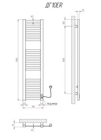 Сушарка для рушників Герда 1200х300 ER тайм. чорний Kosser (346049019)