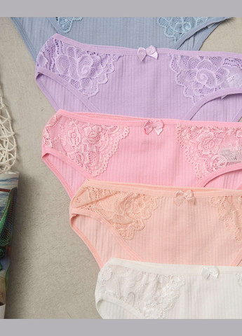 Жіночі бавовняні трусики у рубчик 5 шт. Nicoletta (322126797)