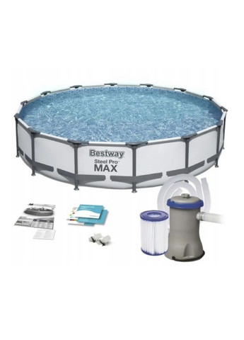Большой каркасный бассейн с картриджным фильтром насосом для взрослых детей всей семьи 366х76 см 9 в 1 на 6473 л (477074-Prob) Unbranded (294050687)