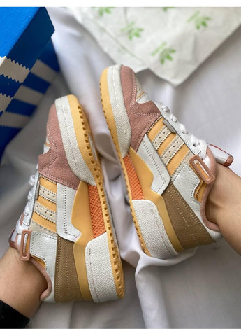 Белые демисезонные кроссовки мужские adidas forum 84 low white orange адидас форум 84 No Brand