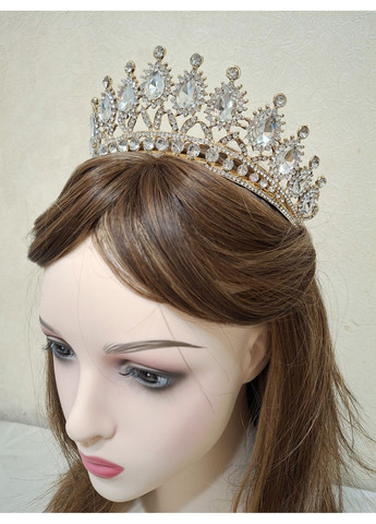 Діадема весільна висока з кристалами Сваровскі, корона золото No Brand (369162652)
