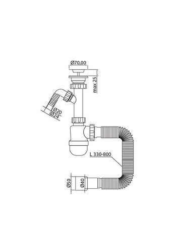 Сифон для умывальника SU-02-B 1 1/2"x40 с литым выпуском и отводом для стиральной машины (MI8185) Mixxus (369932730)