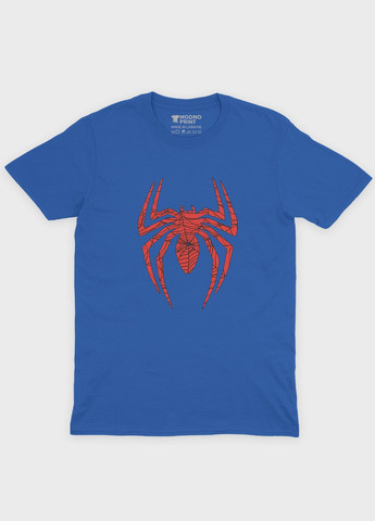 Синяя демисезонная футболка для девочки с принтом супергероя - человек-паук (ts001-1-grr-006-014-029-g) Modno