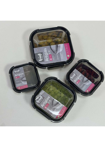 Набір квадратних контейнерів 300 мл, 500 мл, 800 мл і 1200 мл Artglas 29-298-021/ 29-298-022/ 29-298-023/ 29-298-024 Krauff (370269860)