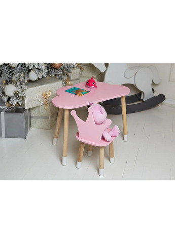 Дитячий столик Хмара (Рожевий) та стільчик Корона (Рожевий) No Brand (331640446)