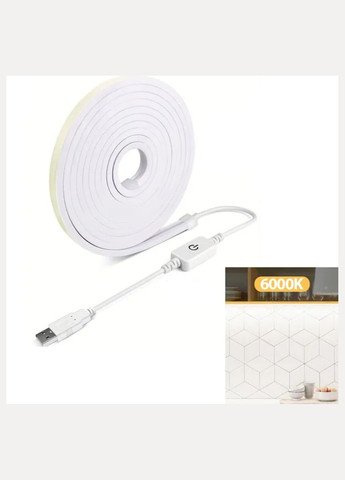 Стрічка світлодіодна водонепроникна гнучка 1 м 6000 К 5-6 Вт/м No Brand (302899915)