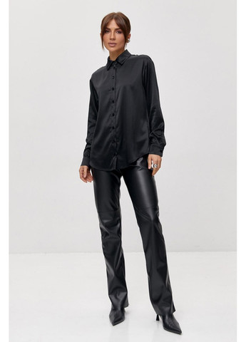 Черная праздничный, повседневный, вечерний, классическая, кэжуал рубашка однотонная Triko Bakh с длинным рукавом