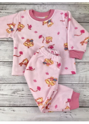 Рожева зимня тепла піжама фліс для дівчинки Flamingo