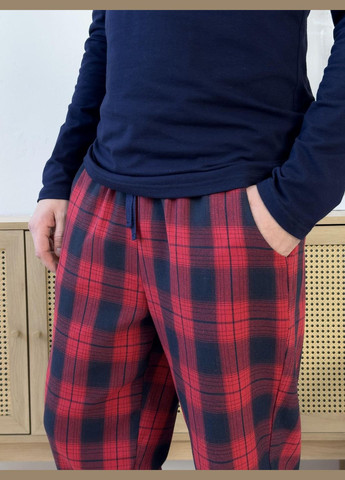 Комбинированная всесезон стильный и уютный домашний комплект-пижама лонгслив + брюки Vakko