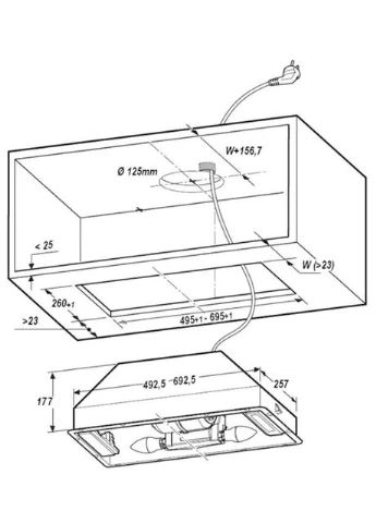 Витяжка WCT64FLYX (повновбудована) WHIRLPOOL (384294925)