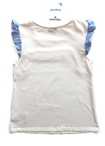 Белая летняя футболка для девочки 56063-700 Mayoral