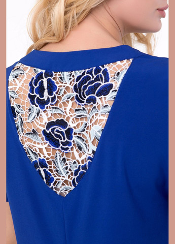 Синя повсякденний сукня напівприлеглого силуету з гіпюровою квіткою та кокеткою all posa (ap1269-1p) A'll Posa