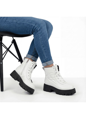 Жіночі зимові шкіряні черевики 1766 Білі L&M (371645918)