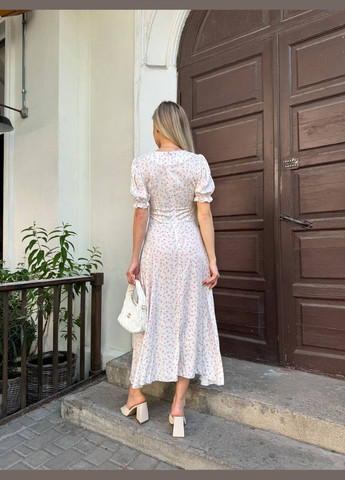 Белое повседневный, вечернее платье Україна с цветочным принтом