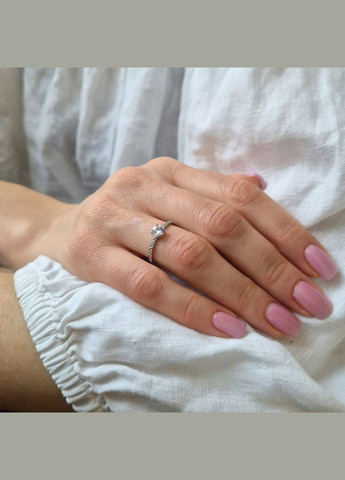 Кольцо серебряное колечко с Белыми камнями 16.5 размер серебро 925 пробы Родированное 1107 No Brand (314510455)