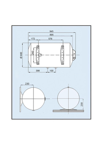 Водонагреватель LH Dry 100 l горизонтальный сухой тен (100L D H) LEOV (299841573)