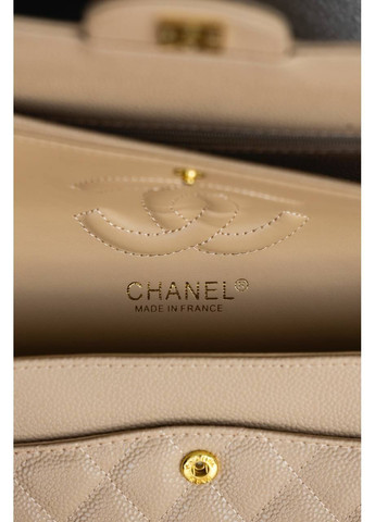 Шкіряна жіноча сумка класична Chanel Classic 2.55 Medium Double Flap in Beige/Gold бежева No Brand (369653491)