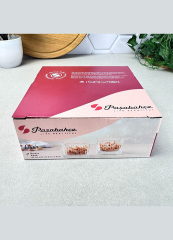 Стеклянные креманки квадратные 235 мл 4 шт Элизия Pasabahce (315436498)