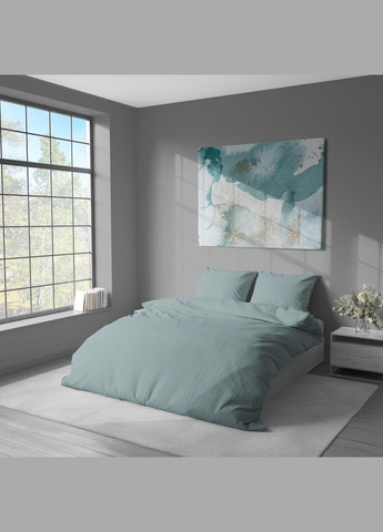 Постельное белье " ",Микрофибра,Бирюзовый с Серым,Семейный P-0129 Lelit (316632708)