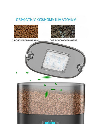 Автоматична годівниця для кішок і собак S56D 5.6L WIFI на 2 миски, смарт годівниця для тварин Чорний HONEYGUARIDAN (299915556)